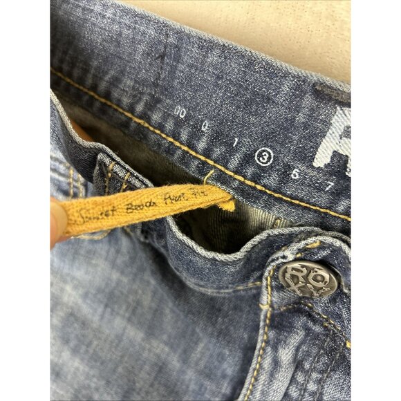 Roxy Sunset Beach Flare Fit Jeans Sz 3 Low Rise Y2K denim Youth - Picture 4 of 10